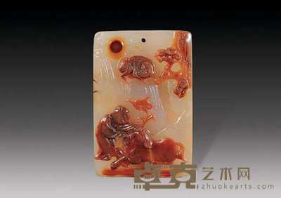 玛瑙巧雕马上封侯 高5.5cm